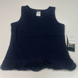 Truce Girls Navy Ribbed Tank with Fringe Sz 16 NWT